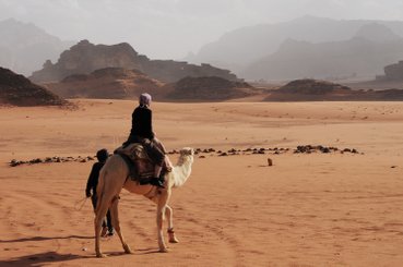 A camel ride in the Wadi Rum Protected Area